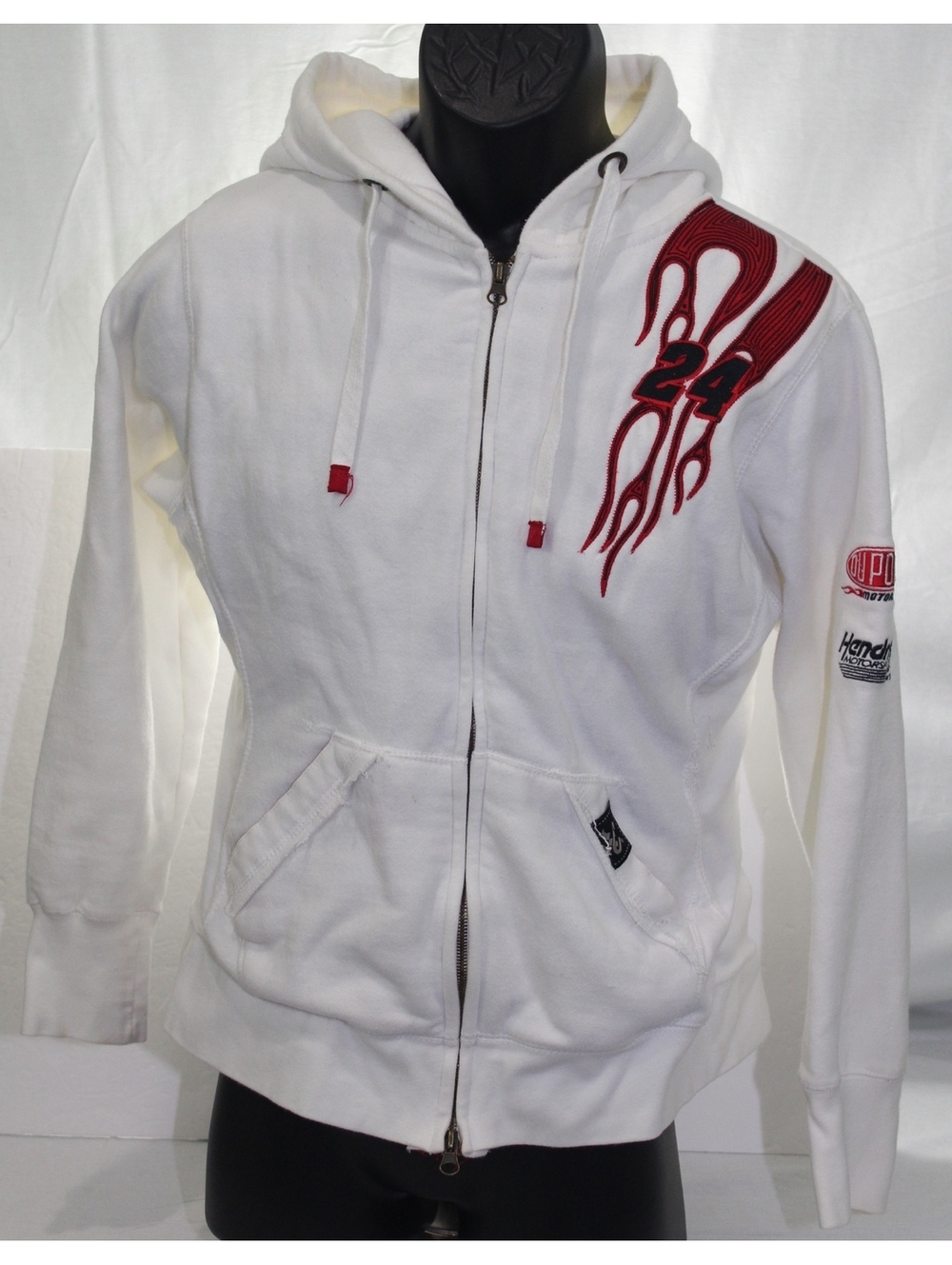 Chase Authentics Jeff Gordon #24 NASCAR White Zip Sweatshirt Jacket Womens Small